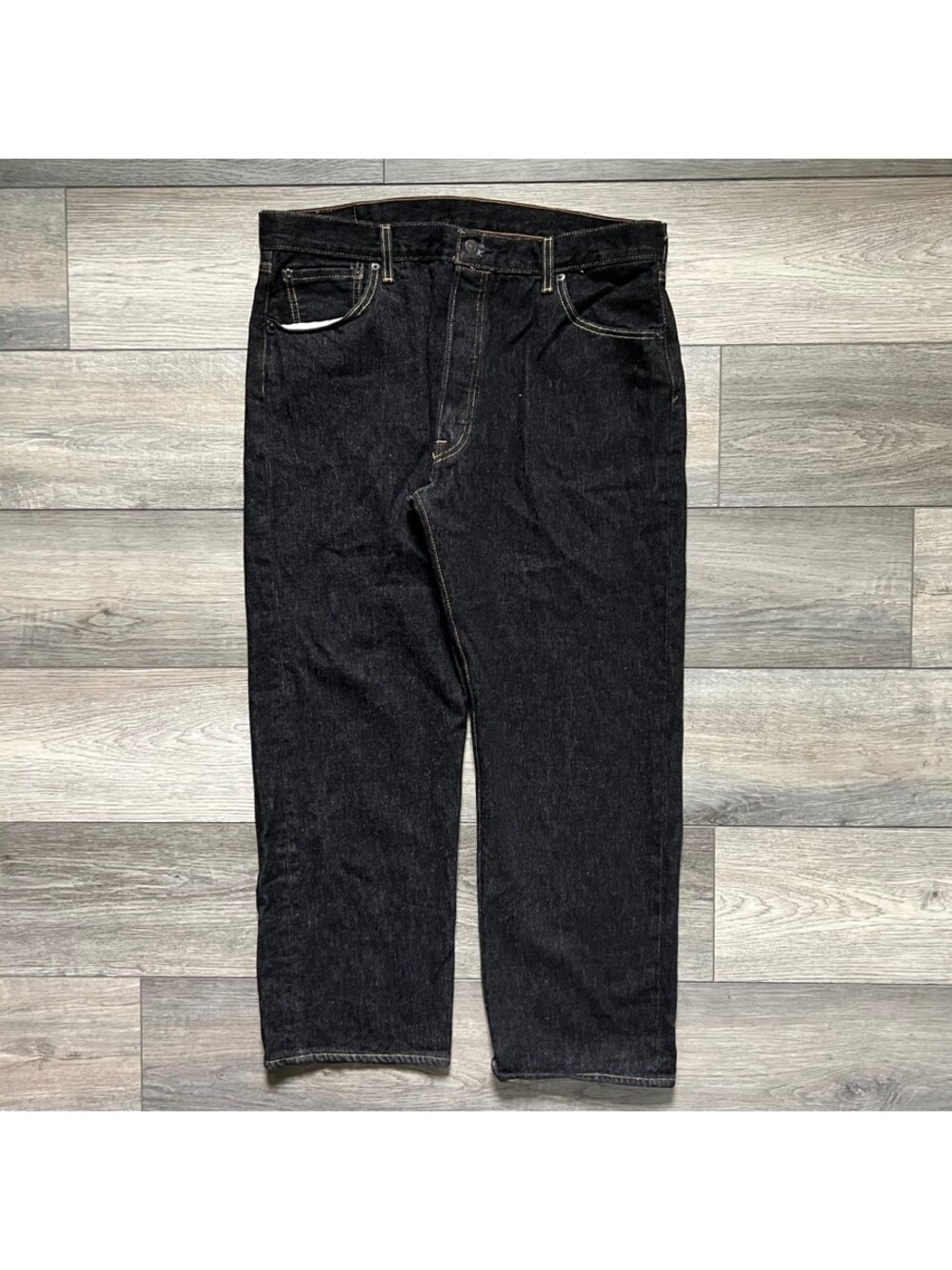 Levi's Men's 38x30 501 Straight Fit Jeans Black Slub Nep Denim Button Fly